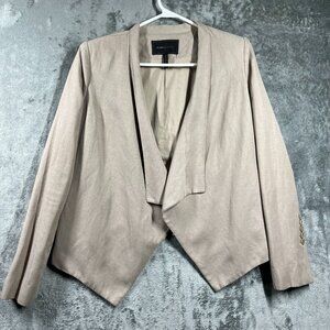 BCBGMaxazria Linen Blend Blazer Womens Small Abree Waterfall Cropped Jacket